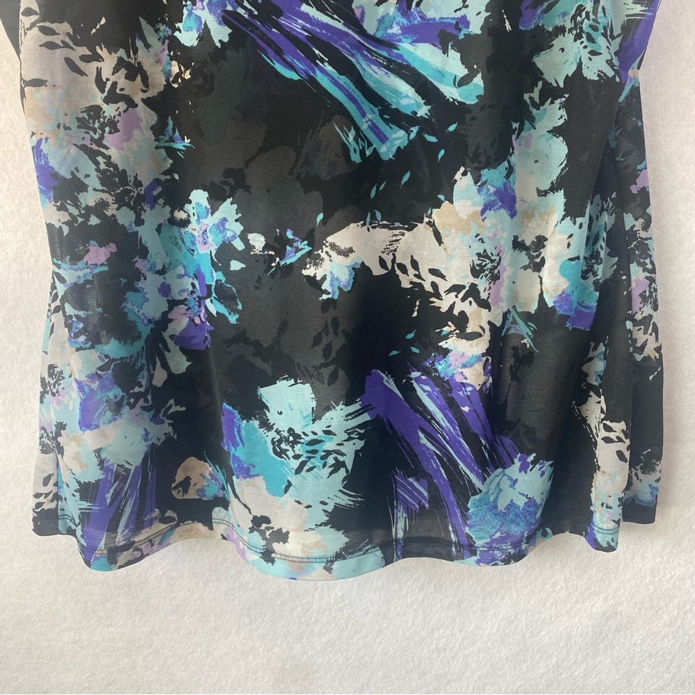 212 Collection Women's Garden Party Cowl Neck Sleeveless Chiffon Top XL Abstract - Picture 4 of 10